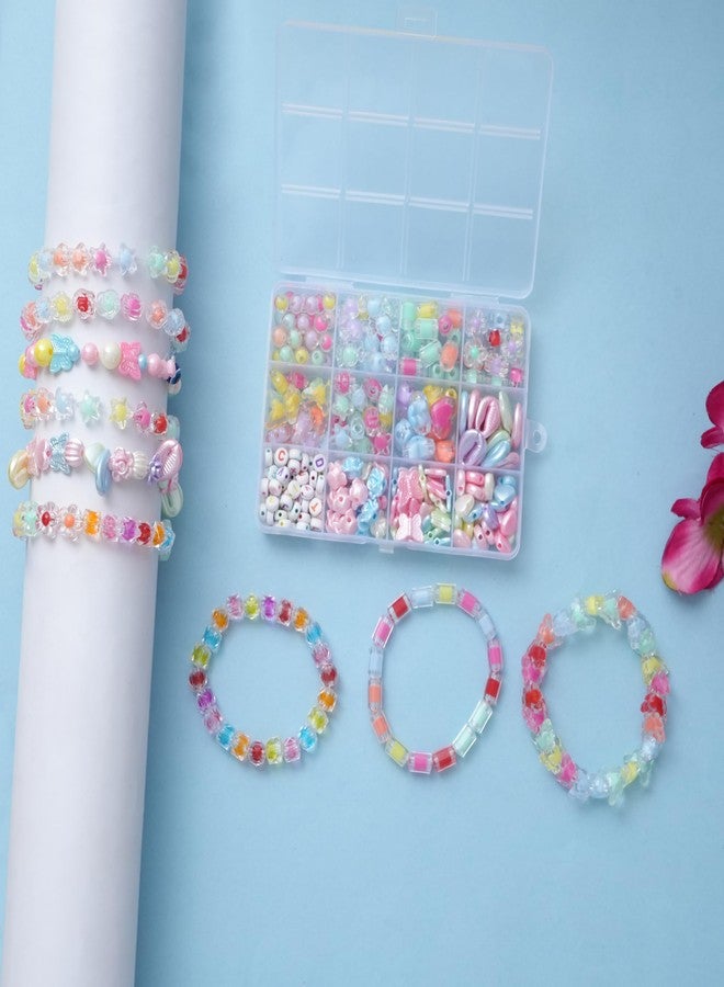 Ambitieux DIY Bracelet Making Kit for Girls - 12 Types Colorful Beads with Charms, Elastic Thread, Earrings, Clasps & Rings - Jewellery Craft Kit for Kids, Birthday Return Gift, Rakhi Special Set for 2 3 4 5 6 7 8 9 10 years (Double beads) - Image 2
